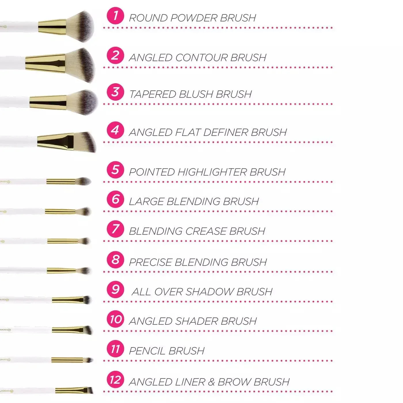 BH Cosmetics - Pink Studded Elegance - 12 Piece Brush Set BH Cosmetics