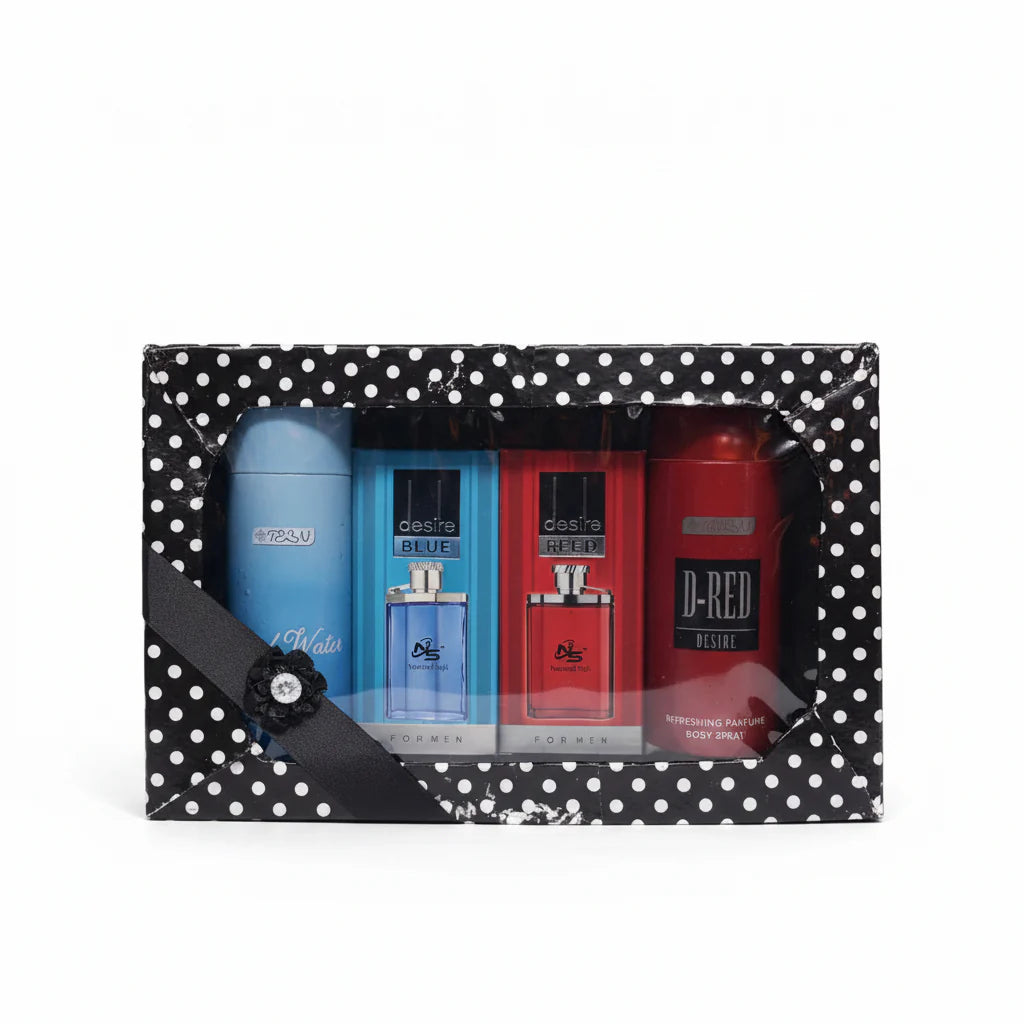 4Pcs Signature Fragrance Gift Set – Body Spray & Perfume Combo Cosmia.pk