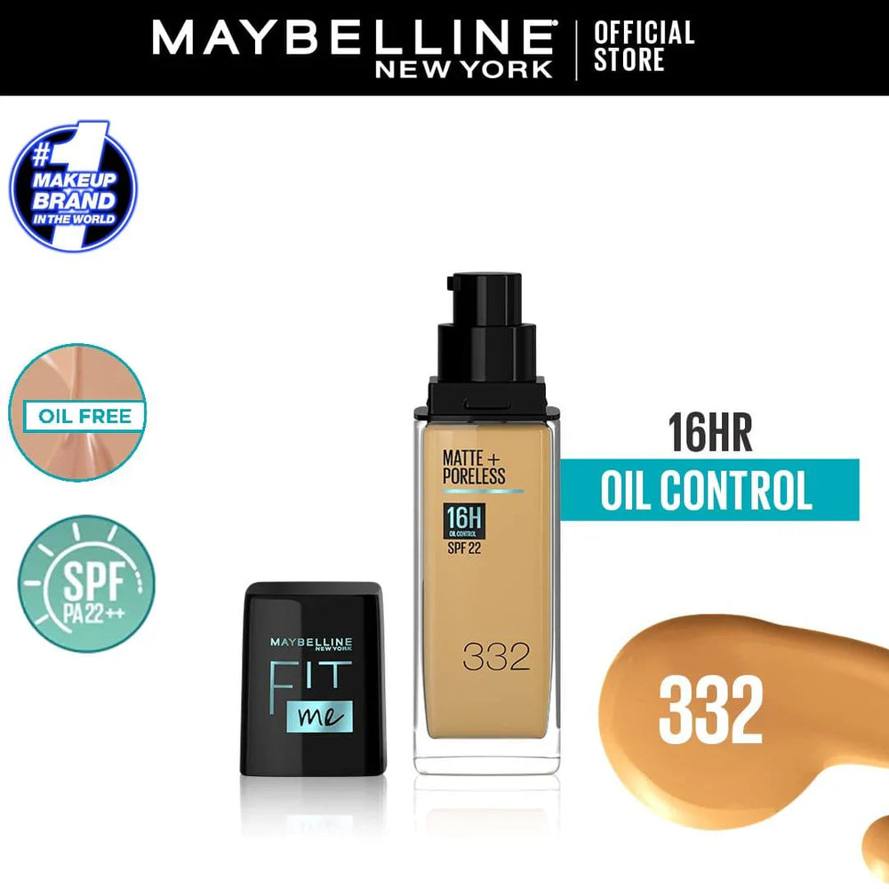 Original Maybelline New Fit Me Matte + Poreless Liquid Foundation Spf 22 30ml Maybelline