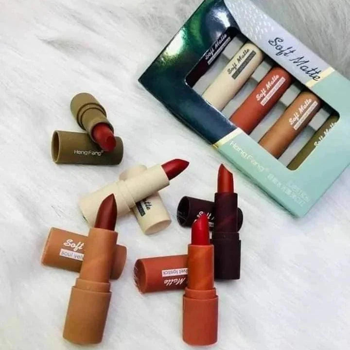 5Pcs Heng Fang Soft Matte Lipstick Heng Fang