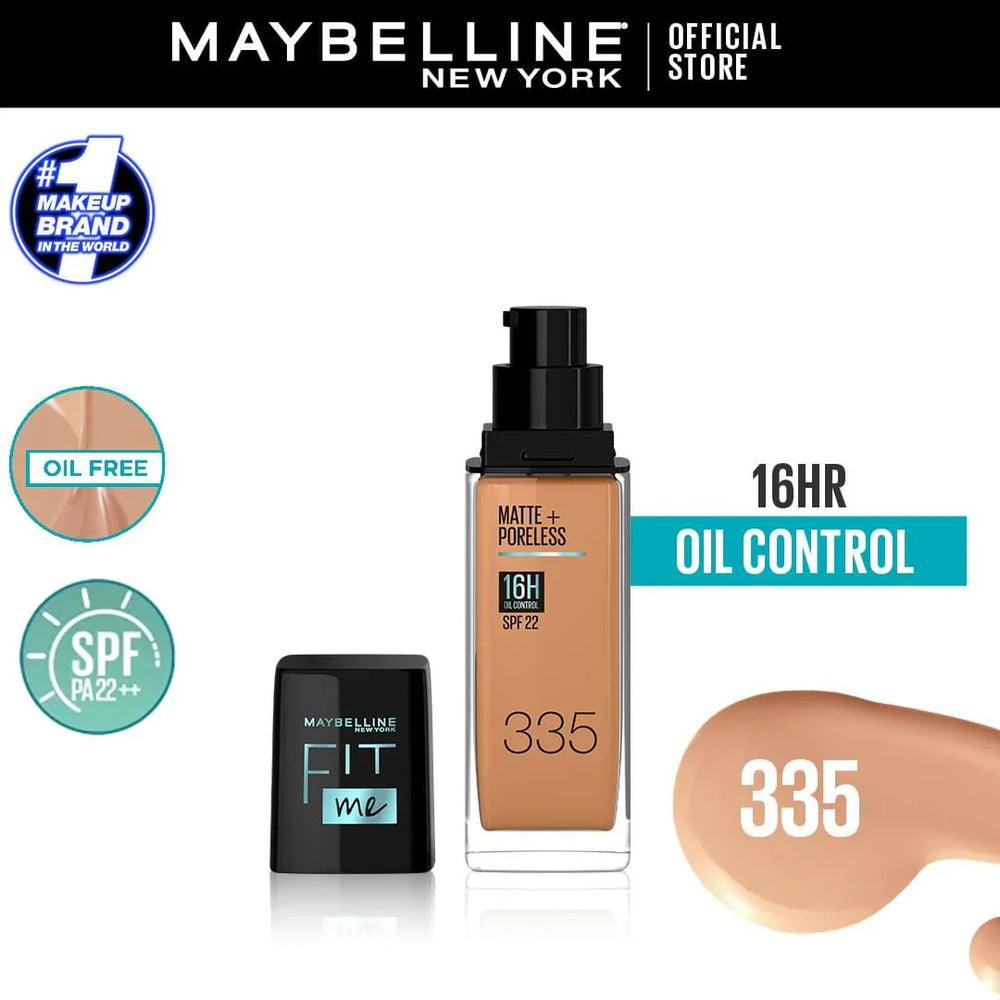 Original Maybelline New Fit Me Matte + Poreless Liquid Foundation Spf 22 30ml Maybelline