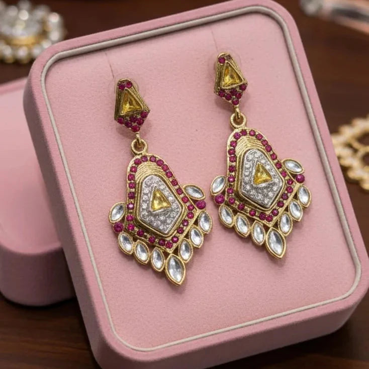 Rajwari + Kundan + Stone Earring Mix Collection Cosmia