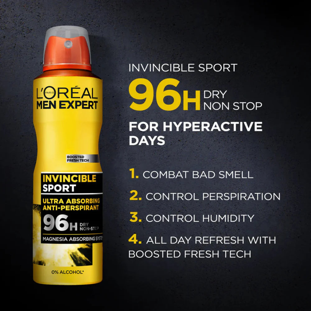 L'Oréal Men Expert Invincible Sport 96H Anti-Perspirant Deodorant Spray Loreal
