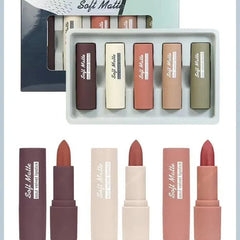 5Pcs Heng Fang Soft Matte Lipstick Heng Fang
