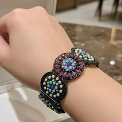 Oxidized Bangle – Multi Ruby Color Cosmia