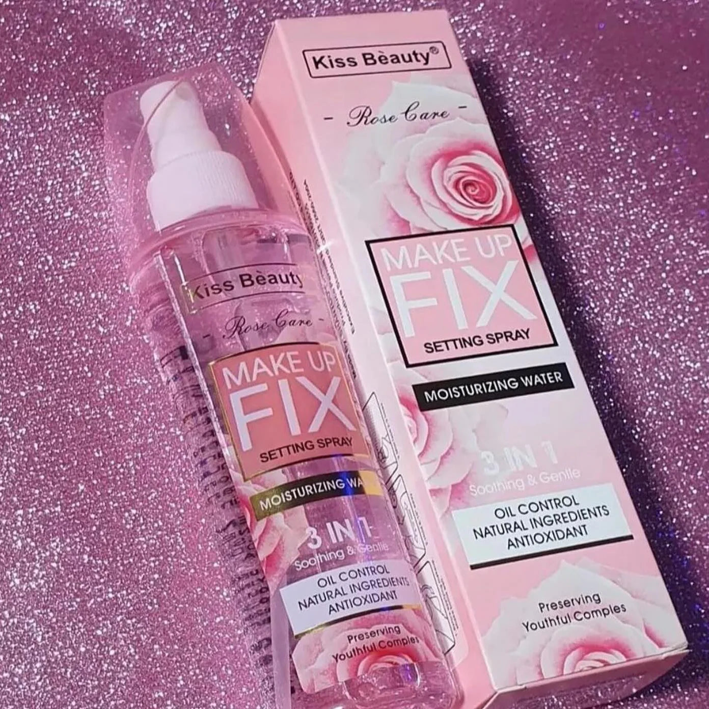 Kiss Beauty Rose Care Make-Up Fix Setting Spray - 150ml Kiss Beauty