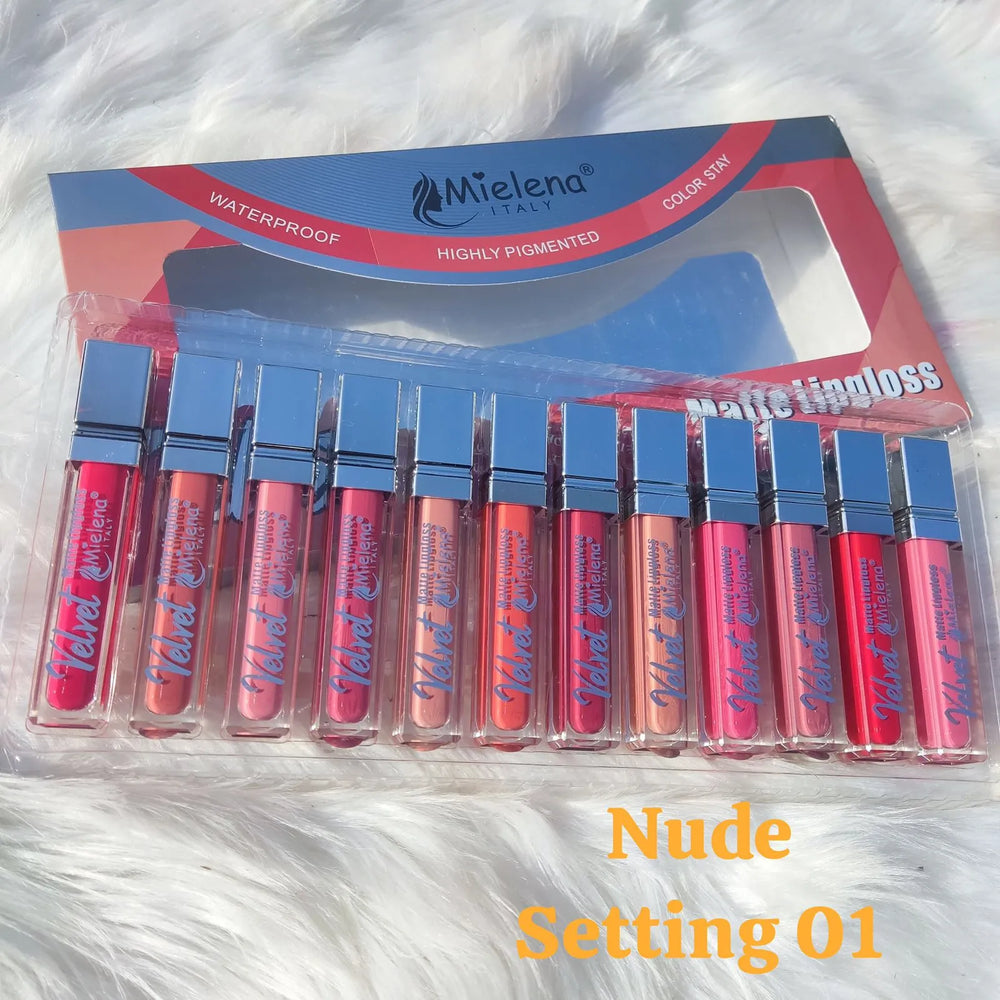 Mielena Italy Velvet Matte Lipglosses - 12 Pcs Set Mielena