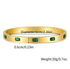 Stainless steel Green stone handcuff Cosmia