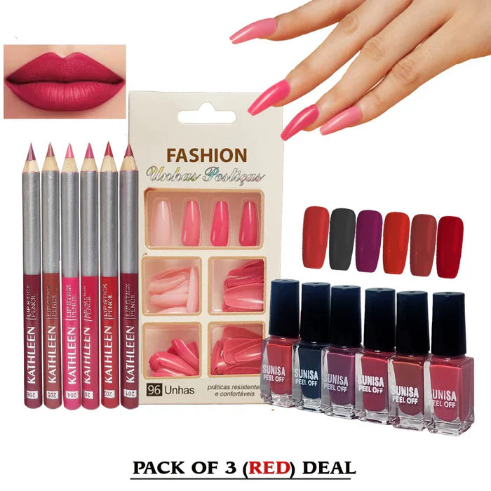 3 In 1 New Makeup Deal Kathleen 6 pcs Lip Liner Pencil +Sunisa 6pcs Cosmia.pk