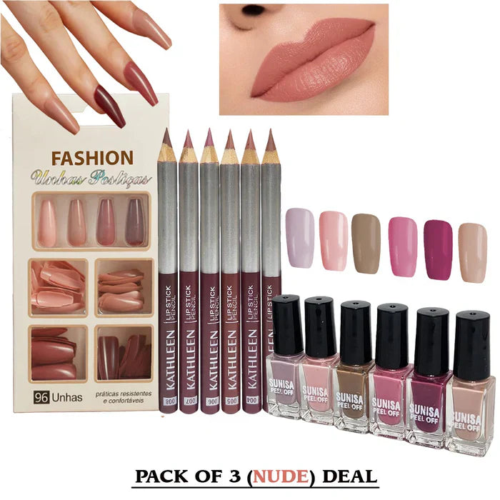 3 In 1 New Makeup Deal Kathleen 6 pcs Lip Liner Pencil +Sunisa 6pcs Cosmia.pk