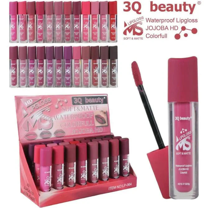 3Q Beauty Waterproof Matte Lip Gloss 24 Pcs set 3Q Beauty