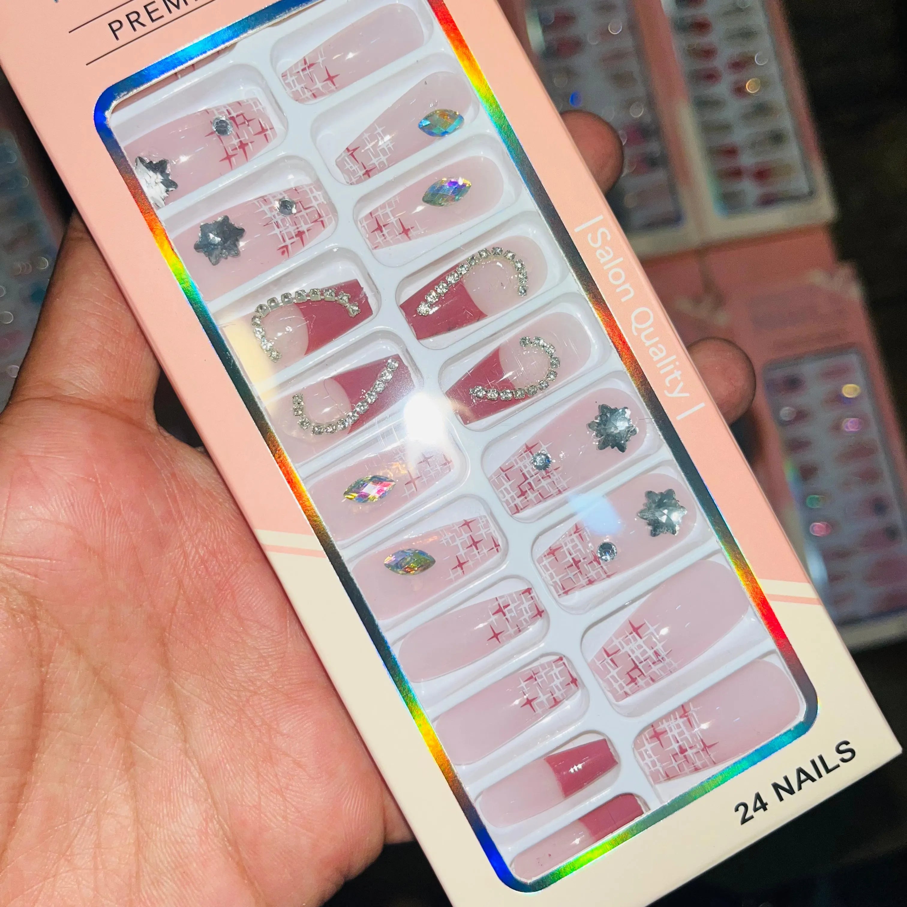 Professional Premium Series Artifical Nails With Free Stickers (24Pcs) Cosmia.pk