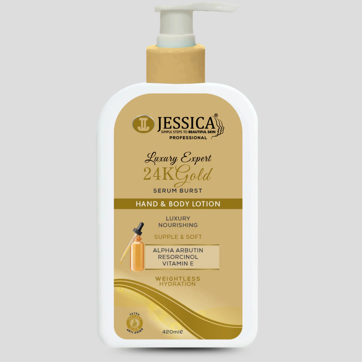 Jessica 24K Gold Lotion Serum Burst Hand & Body Lotion - 420ml Jessica