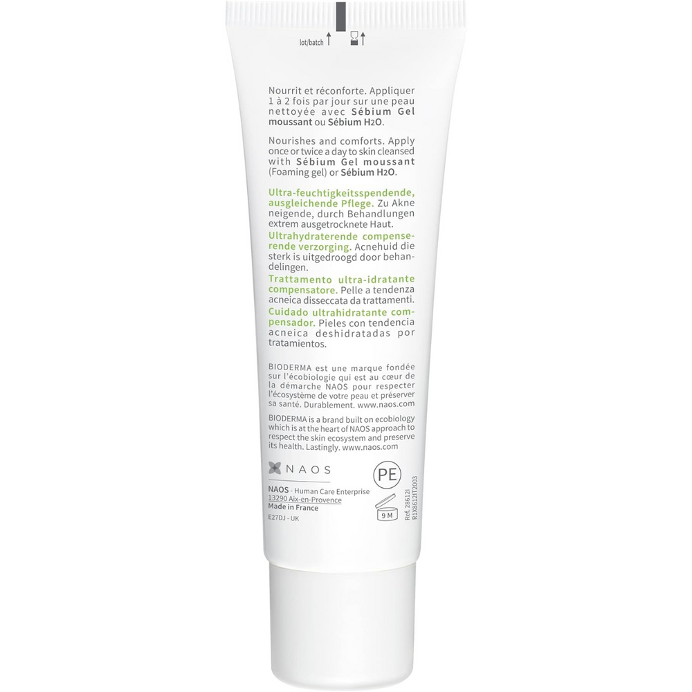 Bioderma Sebium Hydra Ultra-Moisturising Cream - Very Dry Acne Prone Skin - 40ml Bioderma