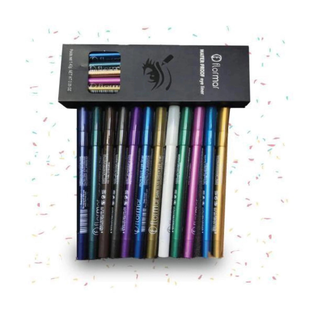 Flormar Waterproof Pencil Eyeliners -  Pack of 12 Flormar