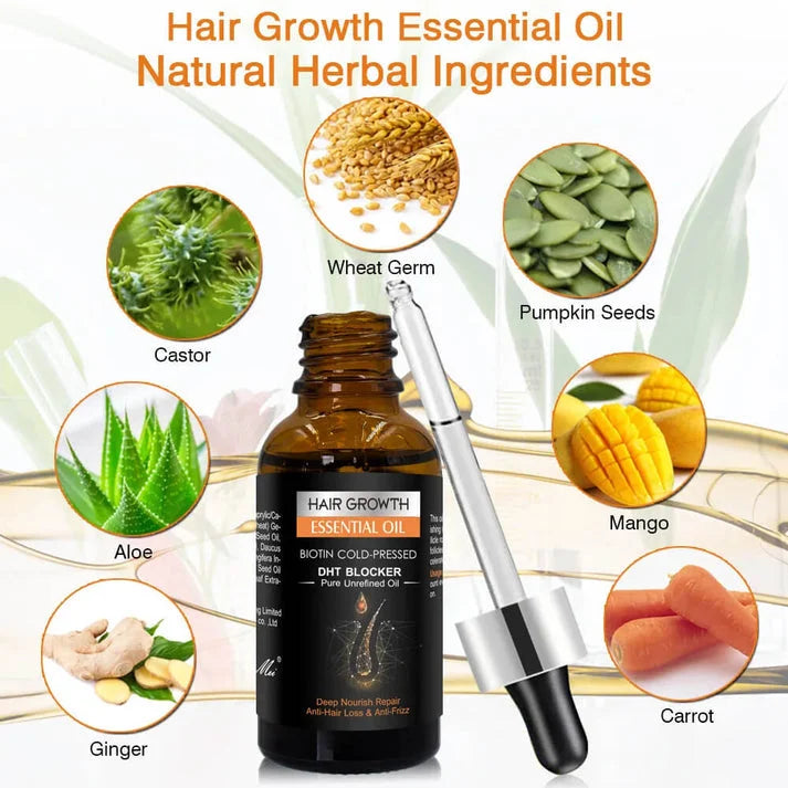 Hair Growth Essential Oil Biotin Cold-Pressed DHT Blocker - 30ml Cosmia.pk