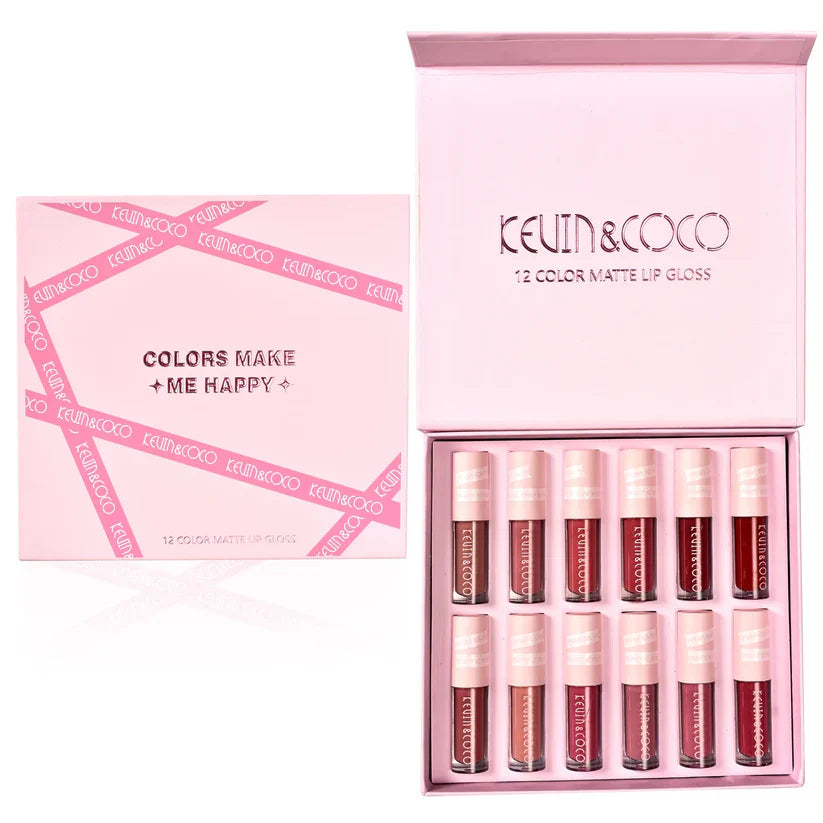 Kevin & Coco - Colors Make Me Make Me Happy - 12 Colors Matte Lip Gloss Set Kevin & Coco
