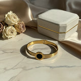 Roman Dial Black Enamel Gold Bangle