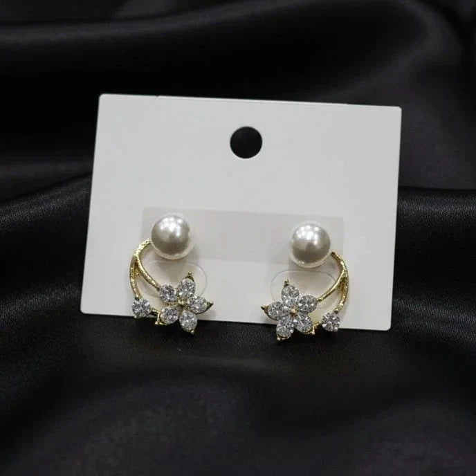 Luxury Pearl Butterfly Earrings – Gold-Tone Stainless Steel Cosmia