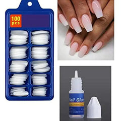 100-Pcs Natural Transparent Artificial Nails Cosmia.pk