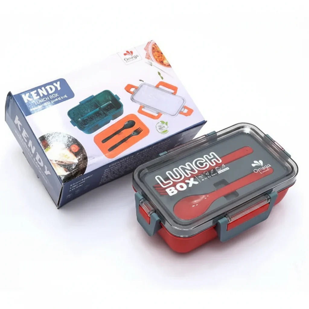 Kendy Portable Rectangle Lunch Box With Spoon And Fork Kendy