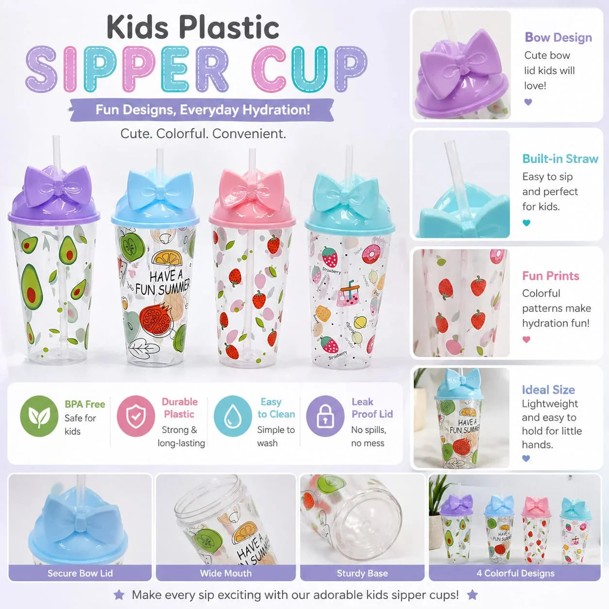 Kids Sipper Cup: Fun Designs Everyday Hydration - Each Cosmia.pk