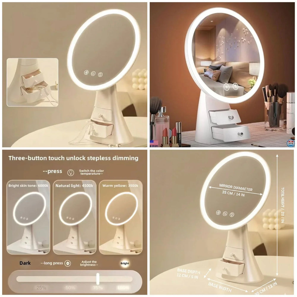 MakeUp Desk Led Mirror with Drawer Cosmia
