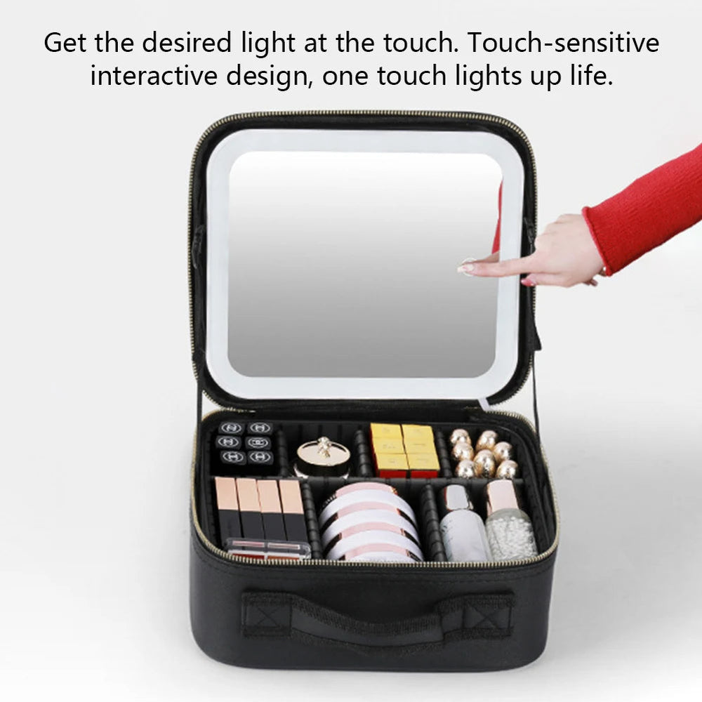 Smart Led Makeup Bag With Mirror Lights Cosmia.pk