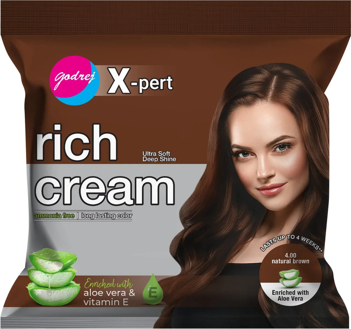 Godrej Expert Rich Creme Hair Color 4.00 Natural Brown Made In Pakistan Godrej