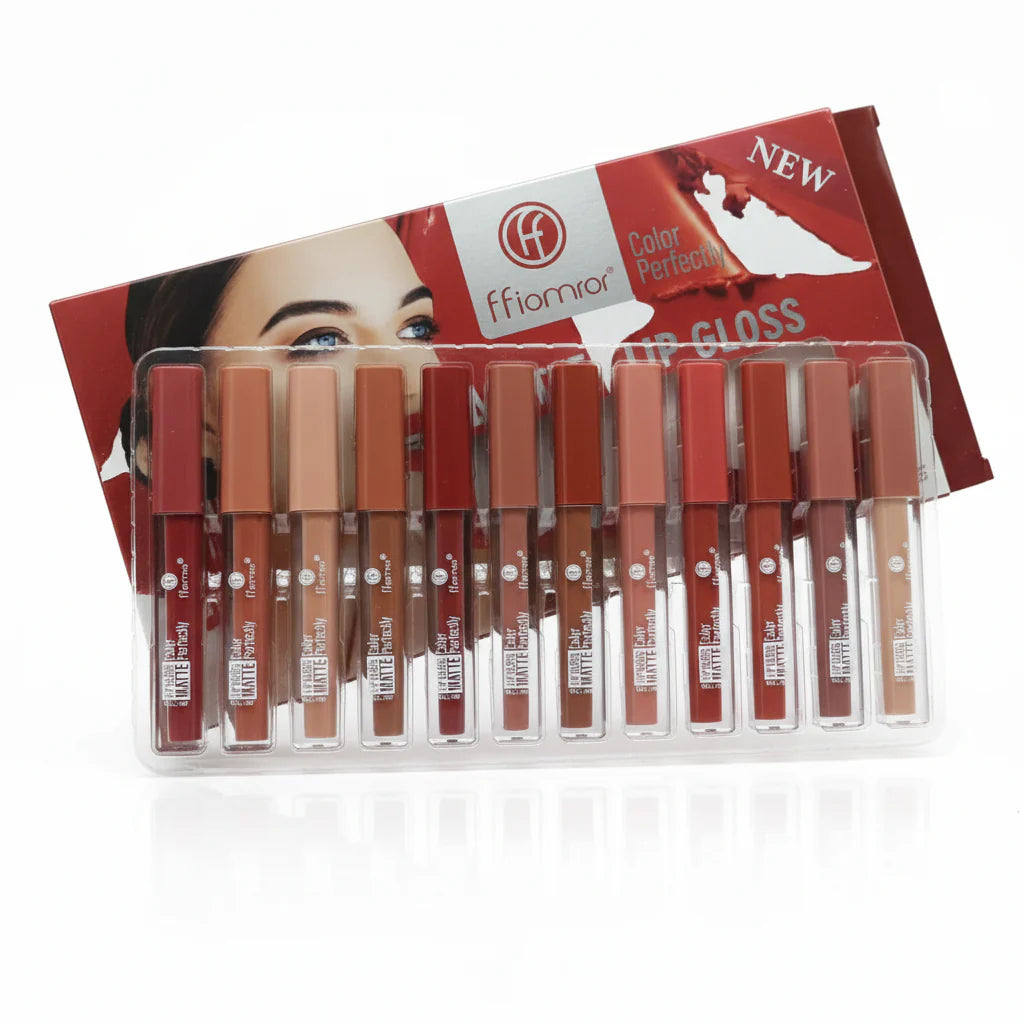 Fflomror Color Perfect Matte Lip Gloss Pack of 12 Fflomror