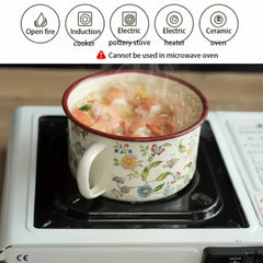 Thick Painted Porcelain Soup Bowls with Handles and Lids Cosmia.pk