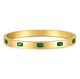 Stainless steel Green stone handcuff