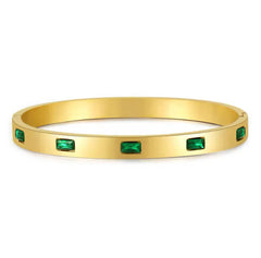 Stainless steel Green stone handcuff Cosmia