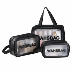 3 Piece Clear Travel Toiletry Bag Set – PVC Waterproof Makeup Pouch Cosmia