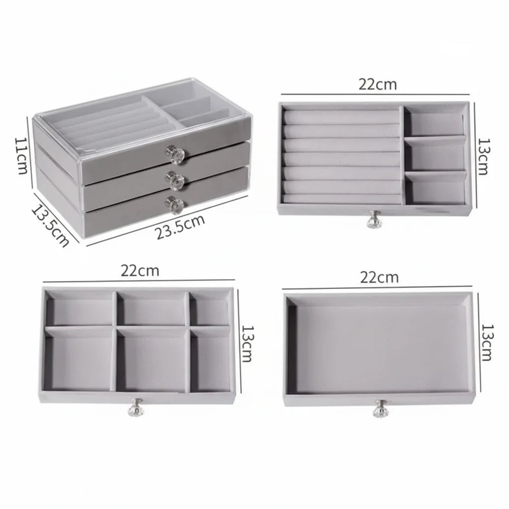 Acrylic Jewelry Organizer With 3 Drawers Cosmia