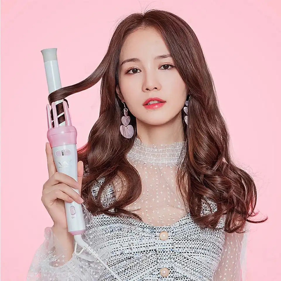 Automatic Pink Hair Curler Spin 360° Rotating Hair Styling Roller Cosmia.pk
