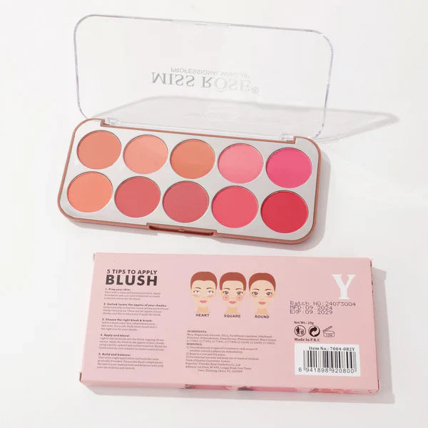 Miss Rose Blushers Palette - 10-Color Miss Rose