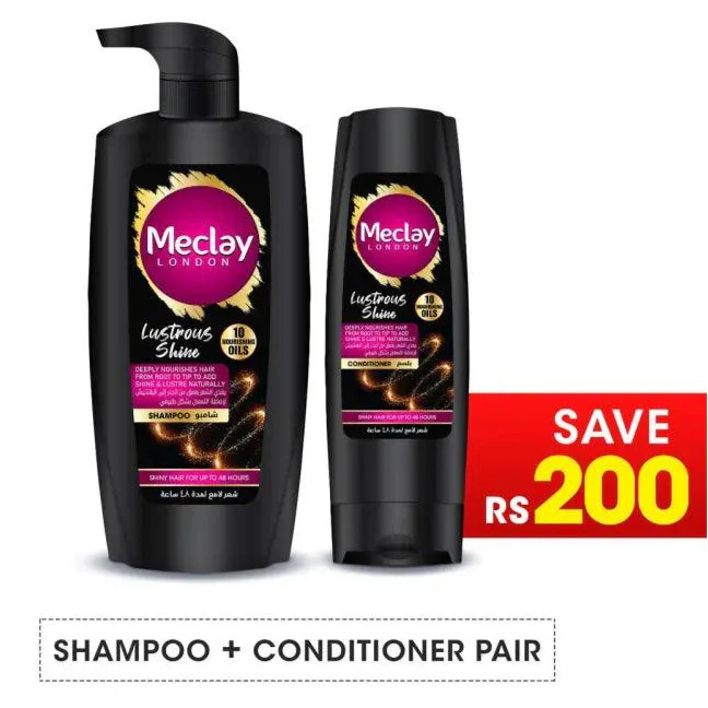 Meclay London Lustrous Shine Shampoo - 660ml + Conditioner Pair Box (Save Rupees 200) Meclay London