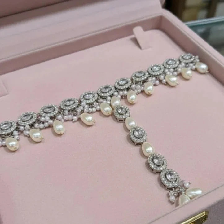 Royal Silver Pearl Matha Patti Cosmia