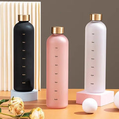 The Aura Frosted Motivational Water Bottle – Elegant Time-Marked Cosmia.pk