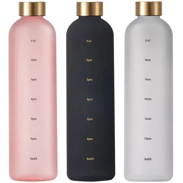 The Aura Frosted Motivational Water Bottle – Elegant Time-Marked Cosmia.pk