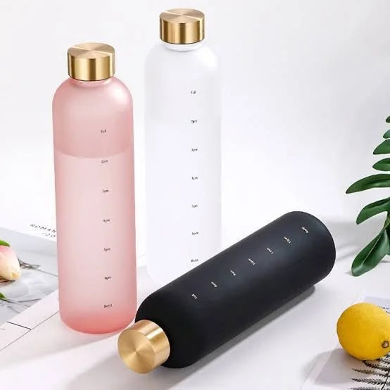 The Aura Frosted Motivational Water Bottle – Elegant Time-Marked Cosmia.pk