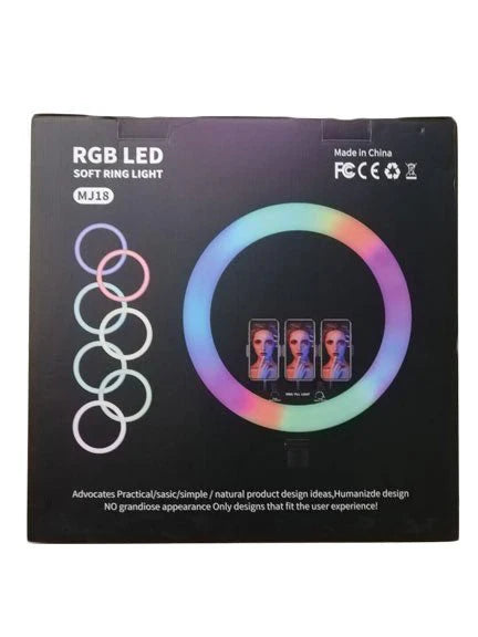 RGB Ring Light 18 inch with 7ft Tripod Stand for Phone Camera - MJ18 Cosmia.pk