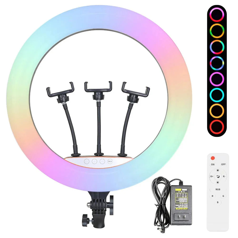 RGB Ring Light 18 inch with 7ft Tripod Stand for Phone Camera - MJ18 Cosmia.pk