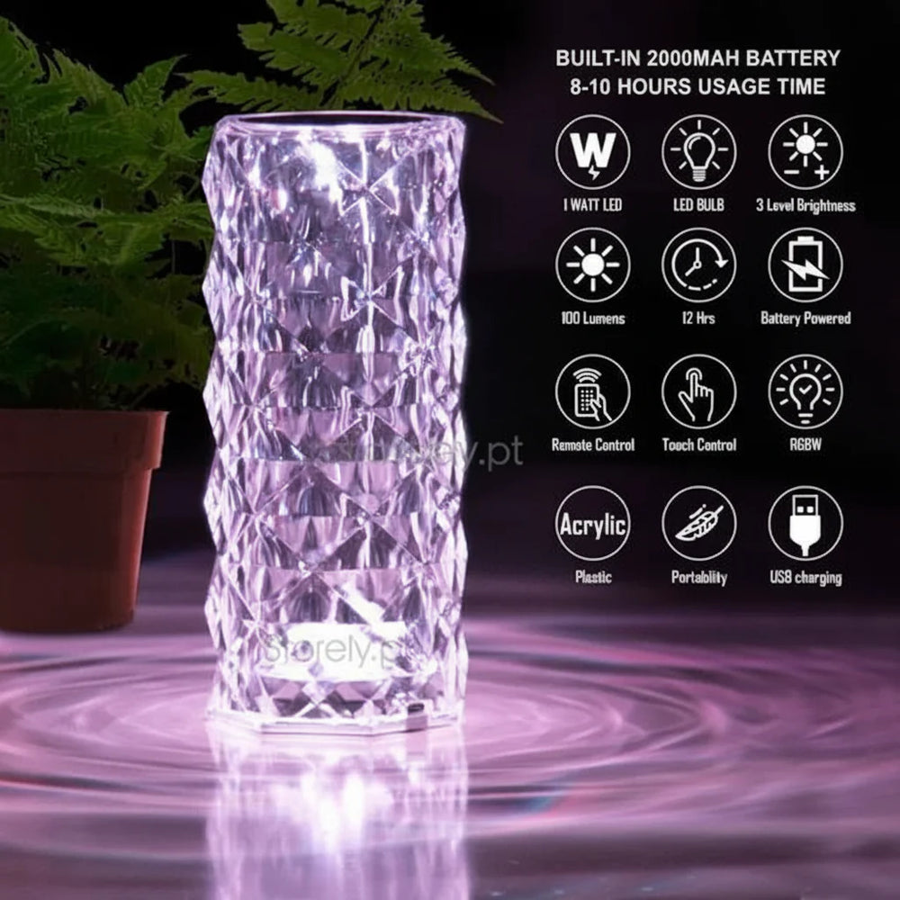 Diamond Rose Crystal Lamp 16 Color Changing with remote Cosmia.pk