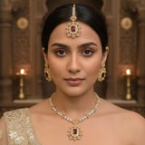 Rajwari Necklace Set Combo – Bracelet, Jhumki & Necklace