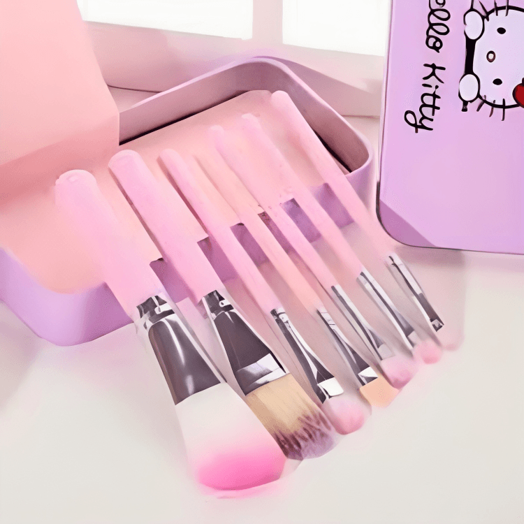 Pack Of 7-Cute Hello Kitty Makeup Brushes Set Hello Kitty