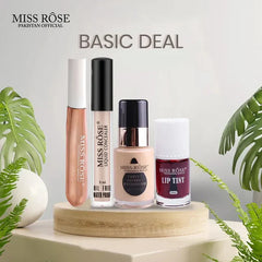 Miss Rose 4 Pc Basic Deal Foundation Concealer Mascara & Lip Tint Miss Rose