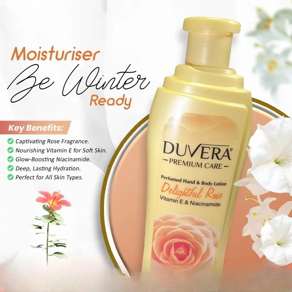 Duvera Delightful Rose Perfumed Hand & Body Lotion 250ml Duvera