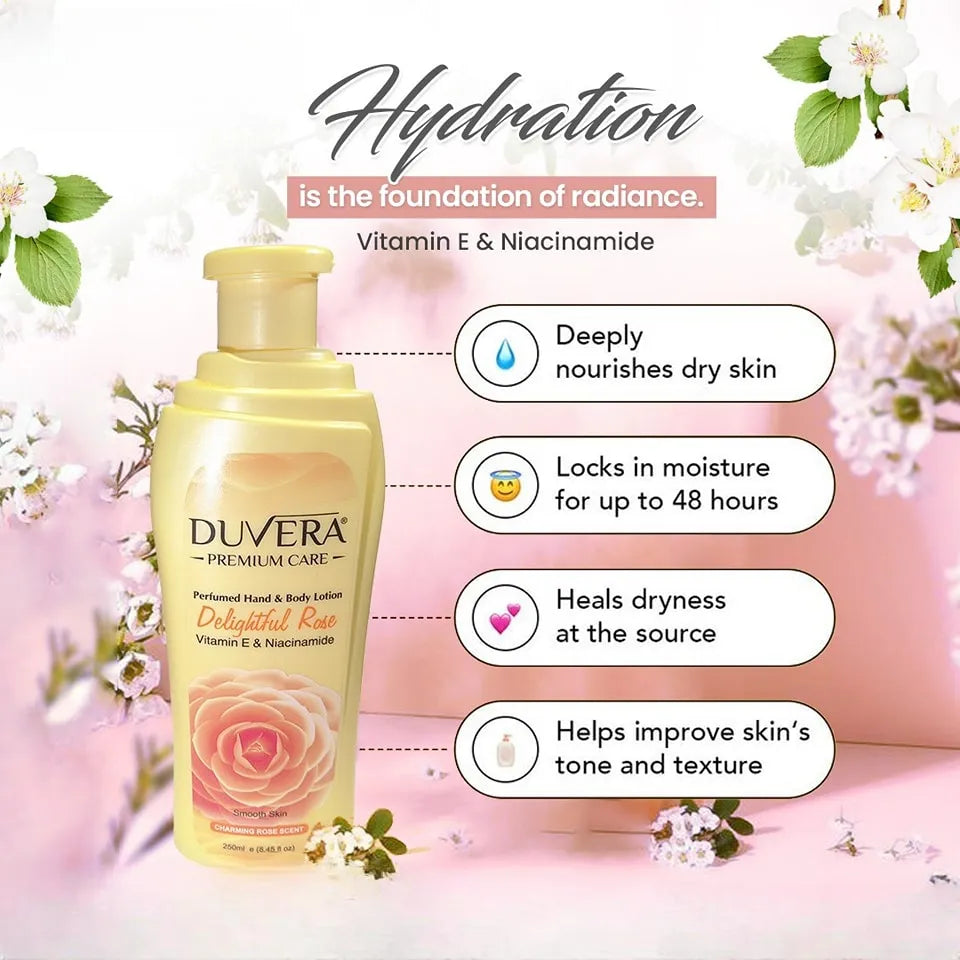 Duvera Delightful Rose Perfumed Hand & Body Lotion 250ml Duvera